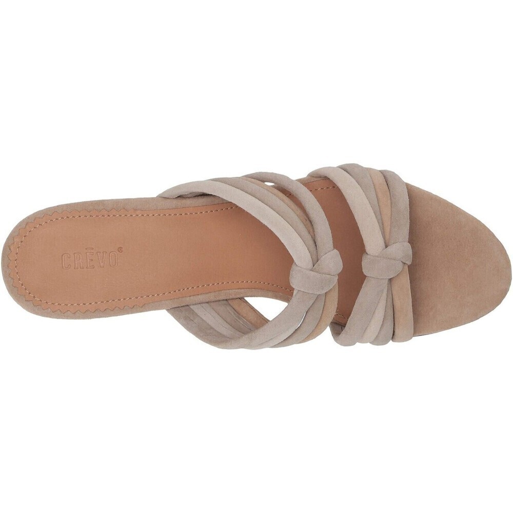 CREVO Women Beige Suede Rubie Block Heel Slide Sandals 7